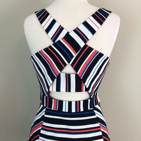 Anthro Maeve Striped A Line Cross Back Dress - Picture 4 of 6